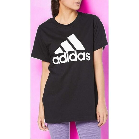 Adidas Badge of Sports Short Sleeve Black Tee Cotton Round Neck NEW Small - Picture 7 of 9